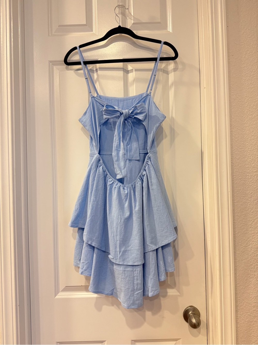 Halara Light Blue Ruffled Tie-Back Mini Dress